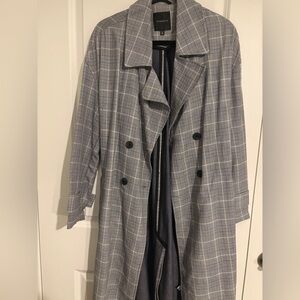 Dynamite Gray Plaid Trench Coat